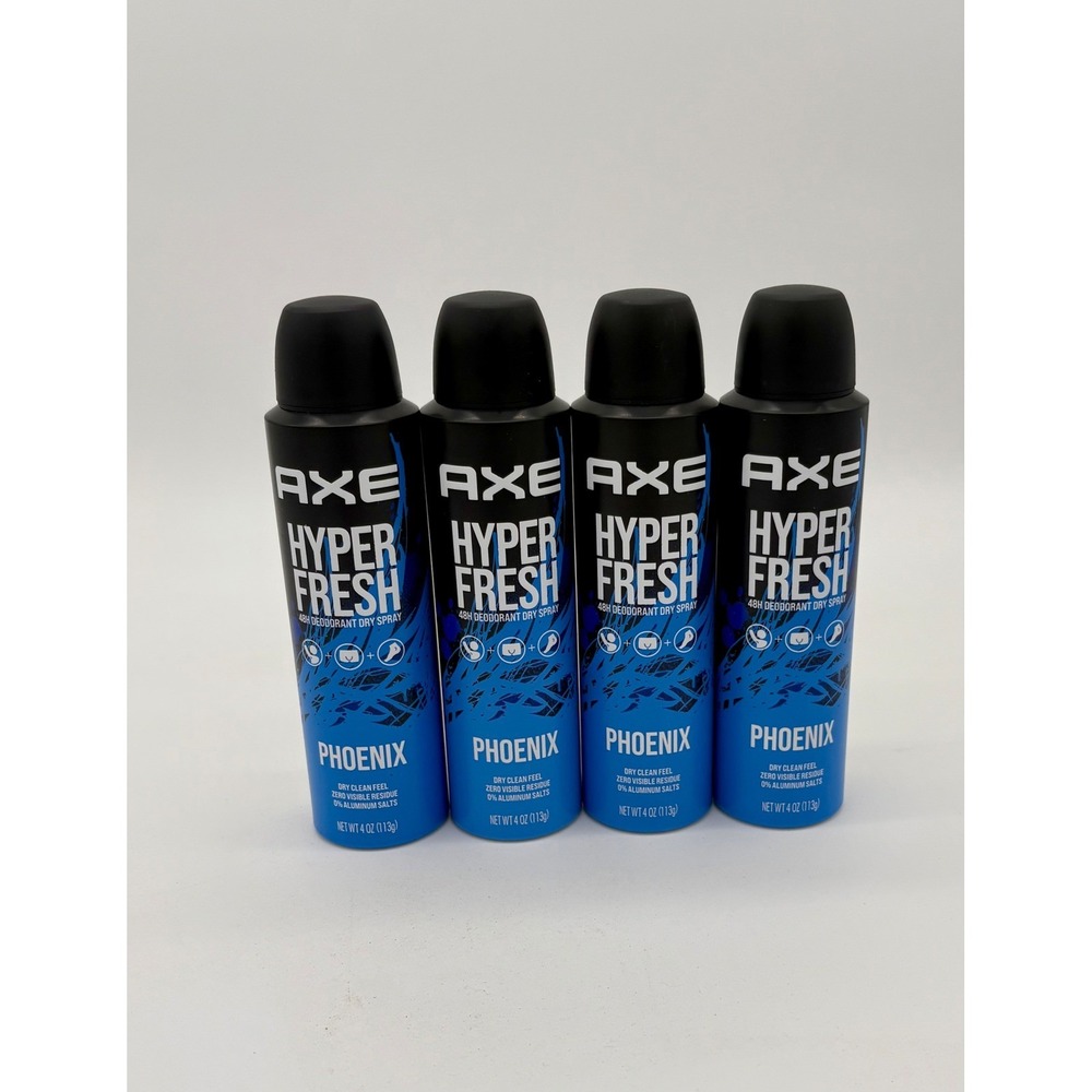 Axe Hyper Fresh Phoenix Deodorant Dry Spray 48H 4oz 113g Lot of 4 Aluminum Free